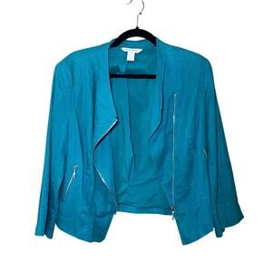 White House Black Market - Teal Linen Blend Jacket - Size 12